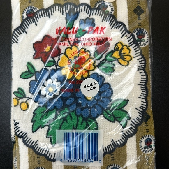Vintage Leshner Corp. Valu-Pak 3 Kitchen Towels Cotton Floral Print 16”x 26” NOS - Picture 3 of 9